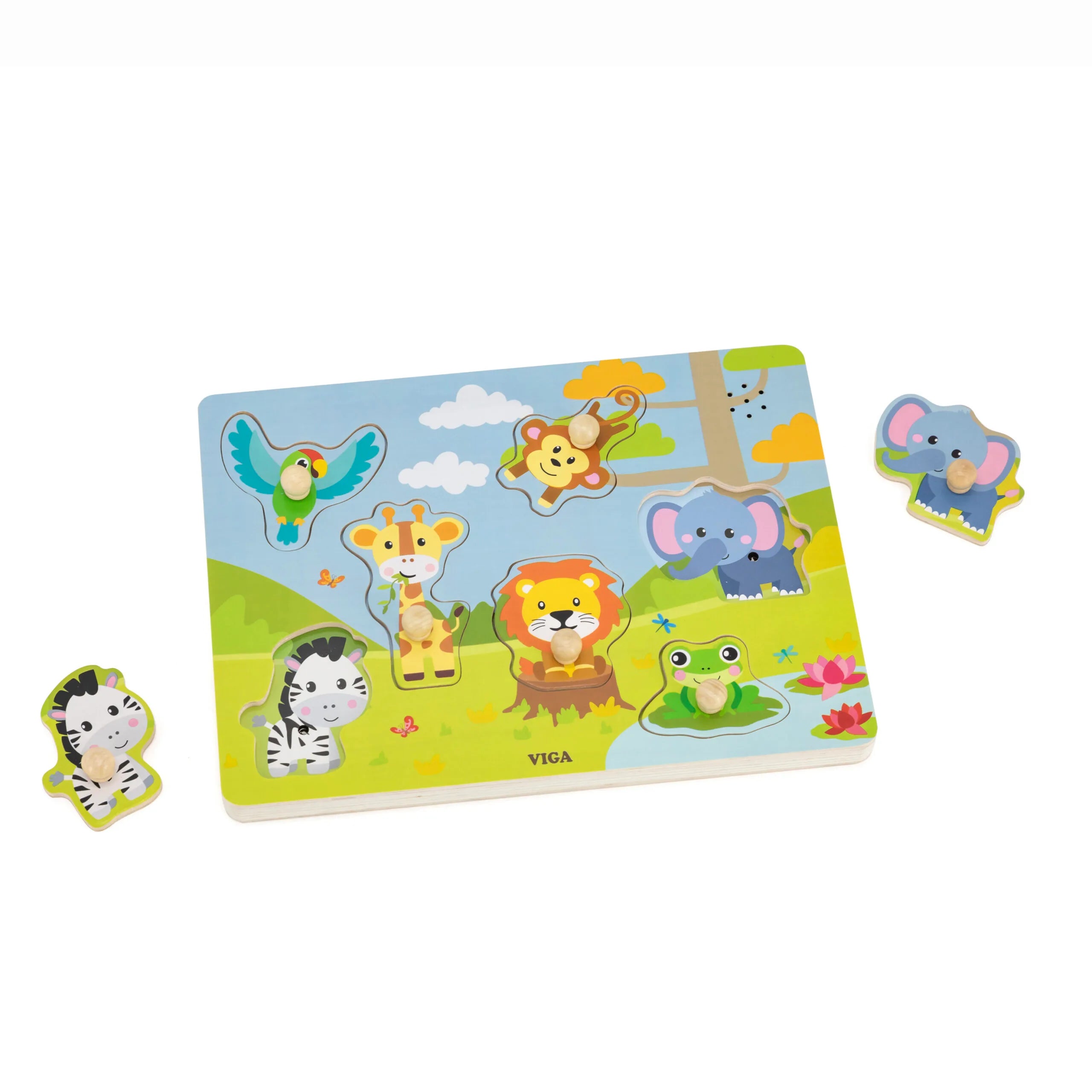Sound Puzzle Jungle Animals Wooden Toy | Educational Musical Insert Puzzle for Kids