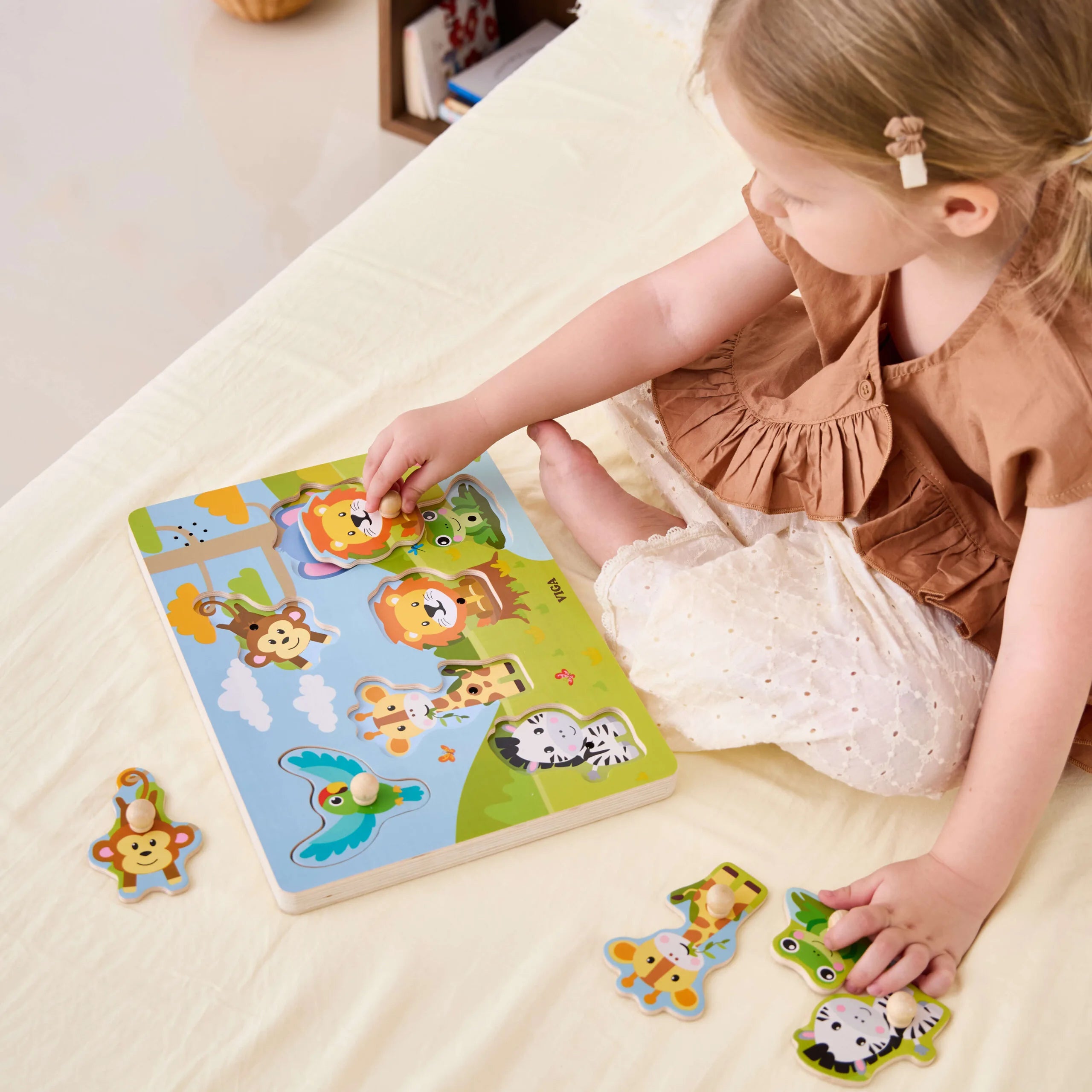 Sound Puzzle Jungle Animals Wooden Toy | Educational Musical Insert Puzzle for Kids