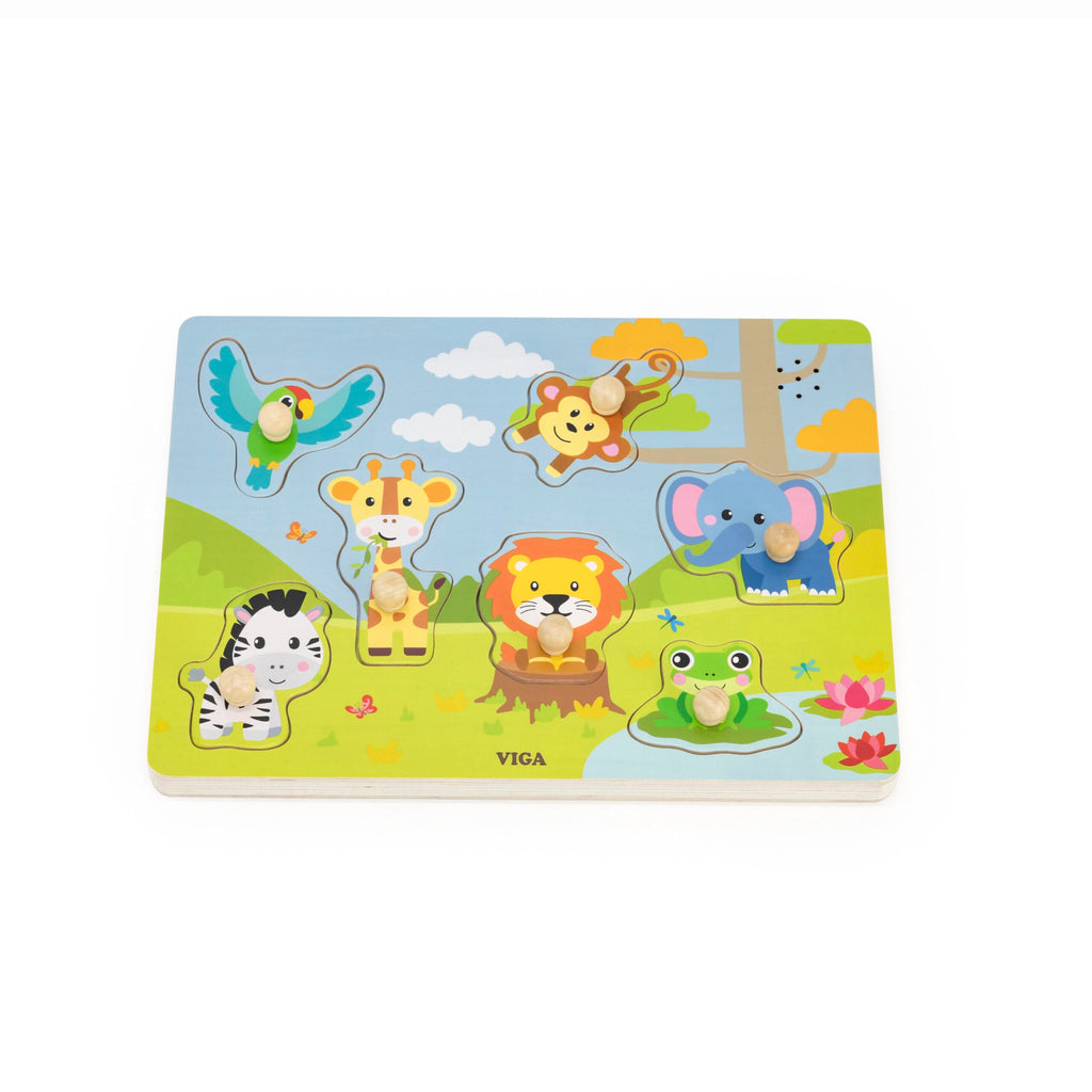 Sound Puzzle Jungle Animals Wooden Toy | Educational Musical Insert Puzzle for Kids