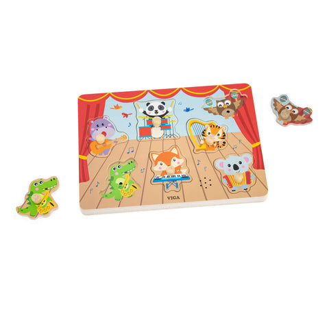Musical Sound Puzzle Animal Musicians Wooden Toy | Interactive Educational Puzzle for Kids