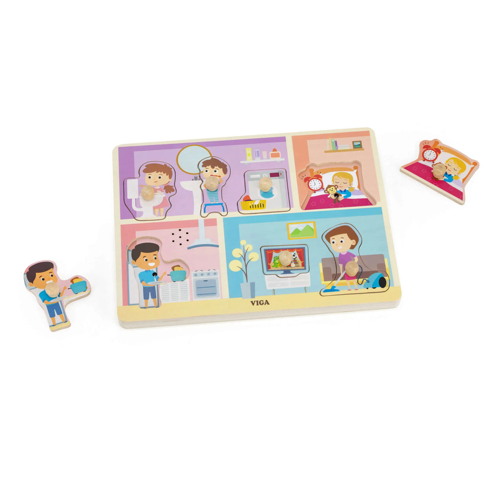 Sound Puzzle Insert in House 7 Elements Wooden | Kids Musical Daily Routine Learning Toy