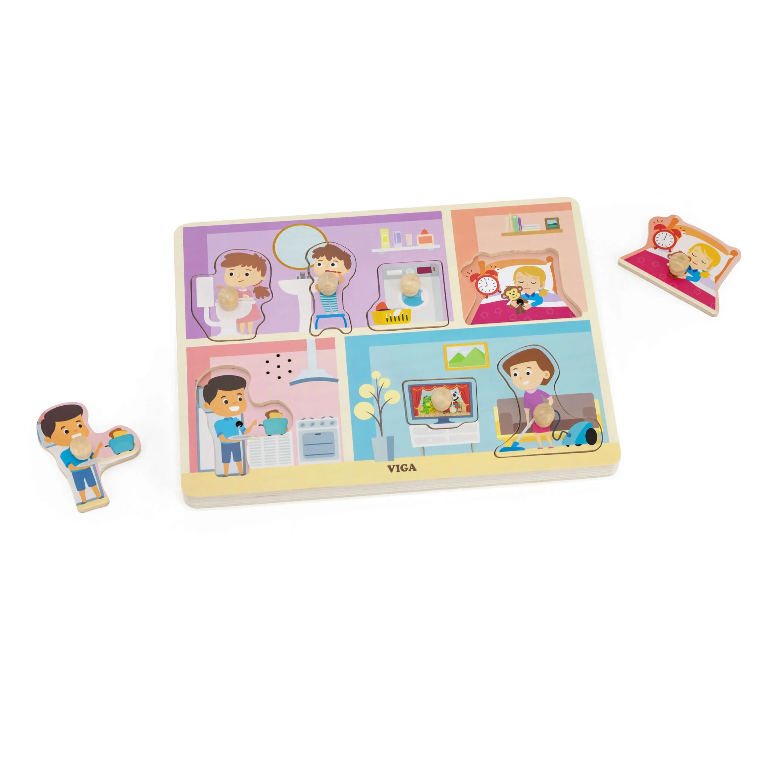 Sound Puzzle Insert in House 7 Elements Wooden | Kids Musical Daily Routine Learning Toy