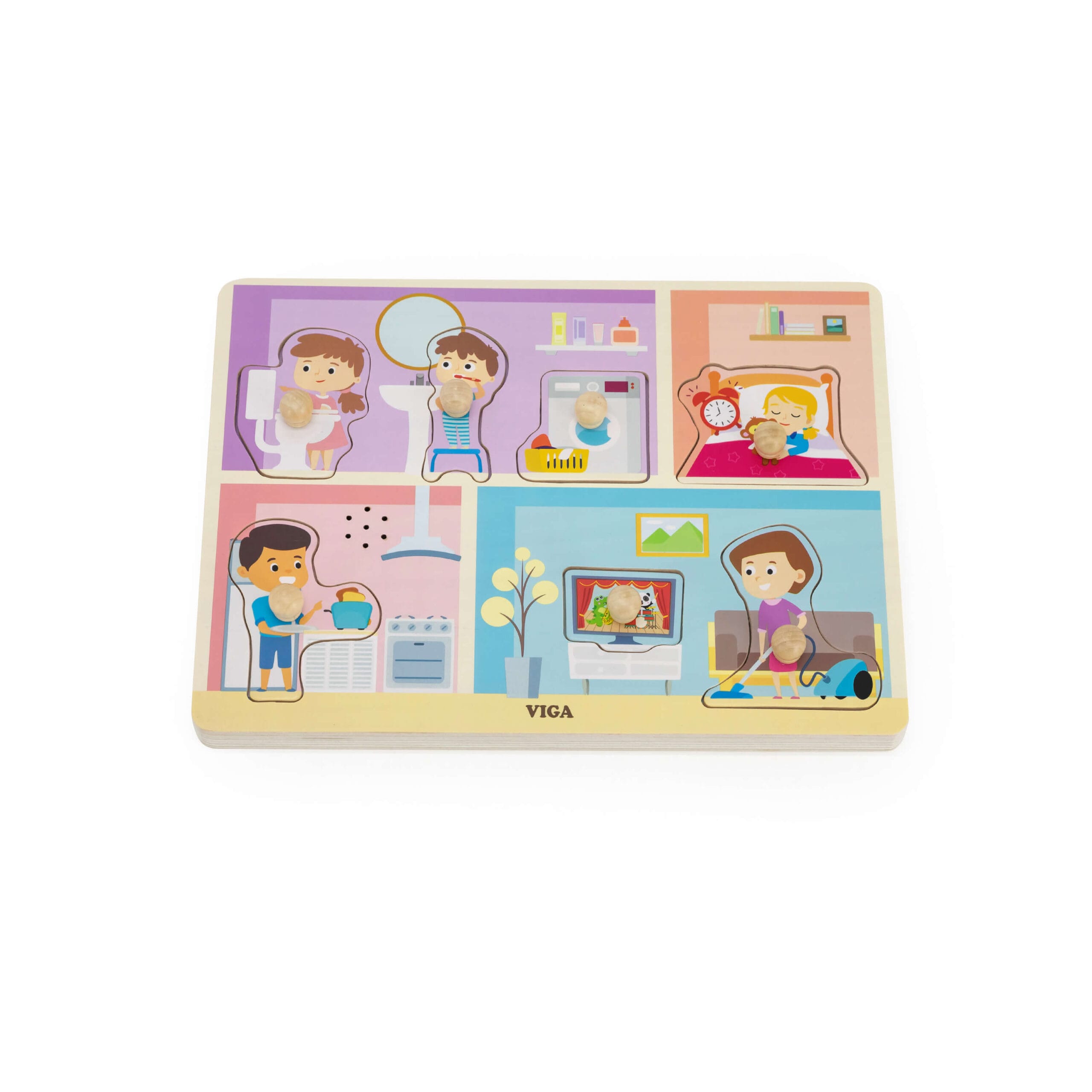 Sound Puzzle Insert in House 7 Elements Wooden | Kids Musical Daily Routine Learning Toy