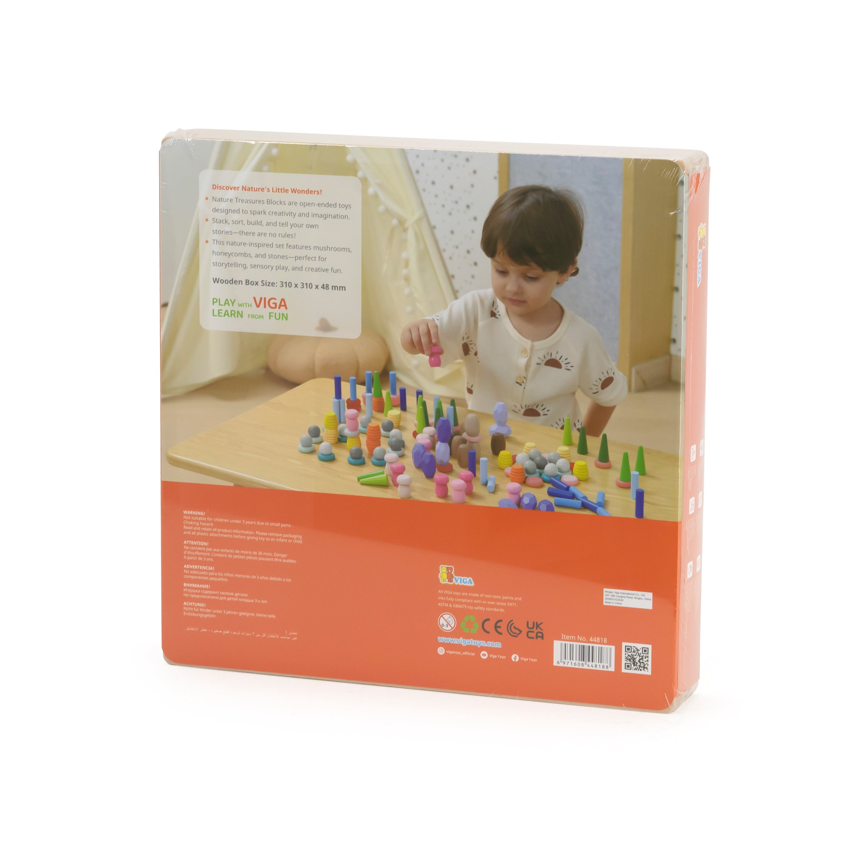 Nature Treasures Blocks 141 Pcs | Wooden Open Ended Montessori Building Set for Kids