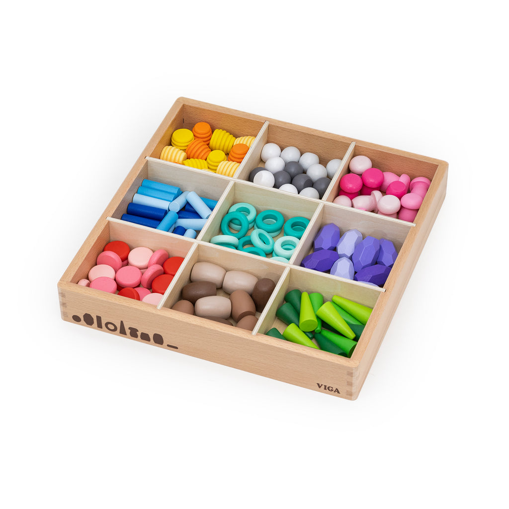 Nature Treasures Blocks 141 Pcs | Wooden Open Ended Montessori Building Set for Kids