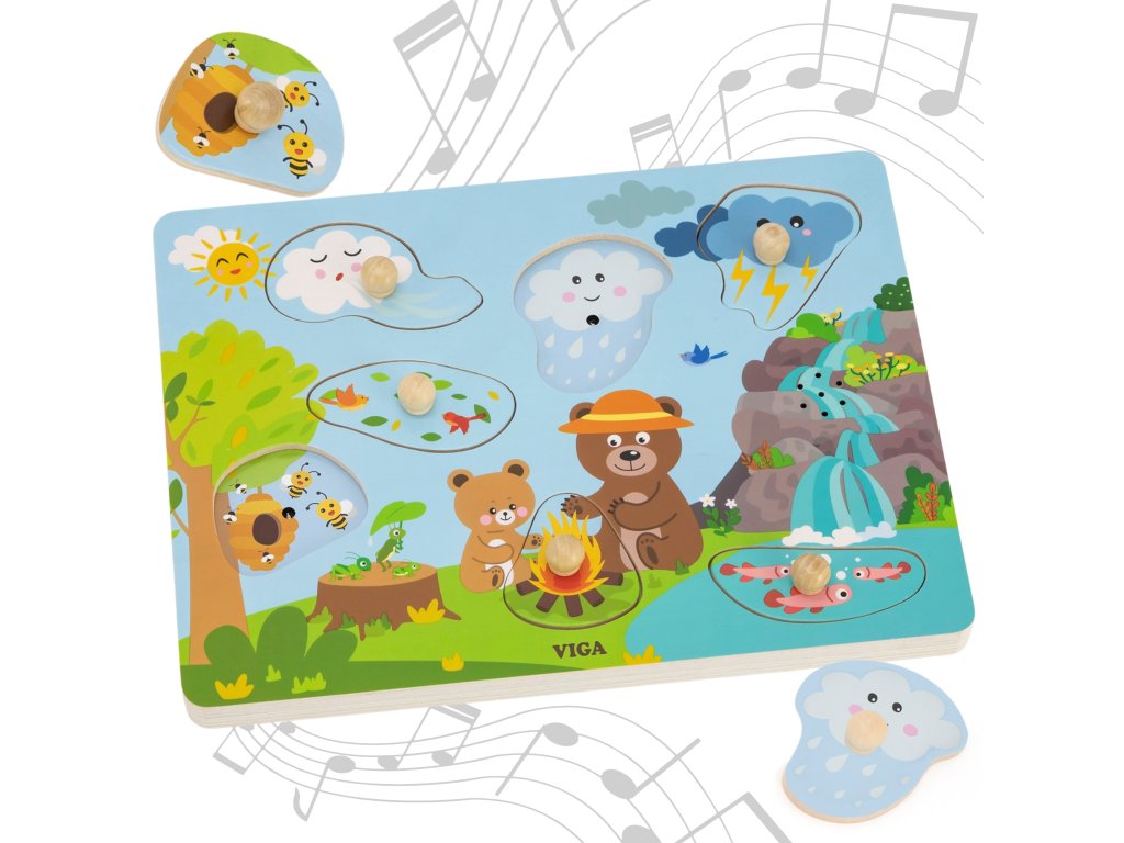 Sound Puzzle Discover Nature | Wooden Educational Toddler Puzzle with Nature Sounds