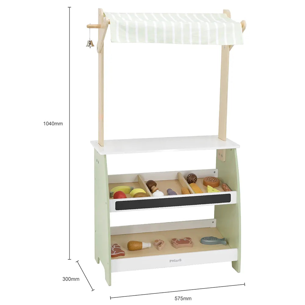 Wooden Market Stall Playset | Pretend Shop Role Play Toy for Kids 3+