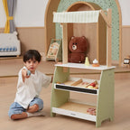 Wooden Market Stall Playset | Pretend Shop Role Play Toy for Kids 3+