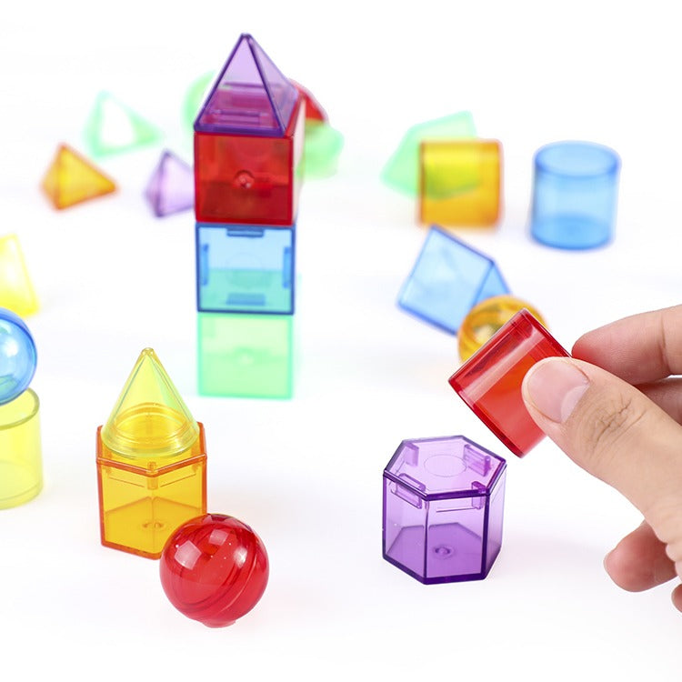 Solid Geometry Shapes 60 PCS | 3D Educational Building Cubes for Kids