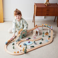 Wooden Train Track 92 Pcs Set | Polar B Grand Station Railway Toy for Kids