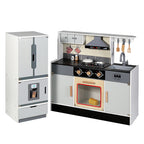Honey Joy Kids Kitchen Playset 2 Pcs | Wooden Pretend Play Kitchen Set with Light & Sound