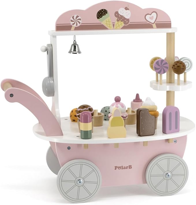 Wooden Ice Cream Cart Mini | Pretend Play Ice Cream Shop Toy for Kids