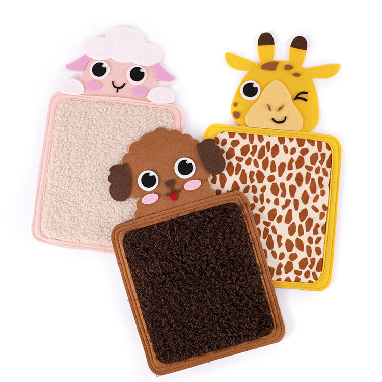 Touch Lends Animal Hair Cognitive Cognition 8 PCS | Kids Sensory Texture Learning Mats