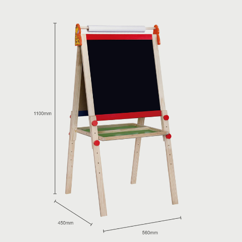 Standing Easel with Roll Paper | Kids Magnetic Drawing Board & Blackboard Set