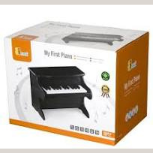My First Piano Black | Wooden Kids Musical Piano Toy with Song Book Age 18M+