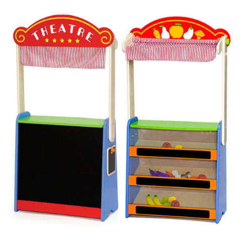 Theatre & Grocery Store Wooden Toy | 2-in-1 Pretend Play Shop & Stage for Kids