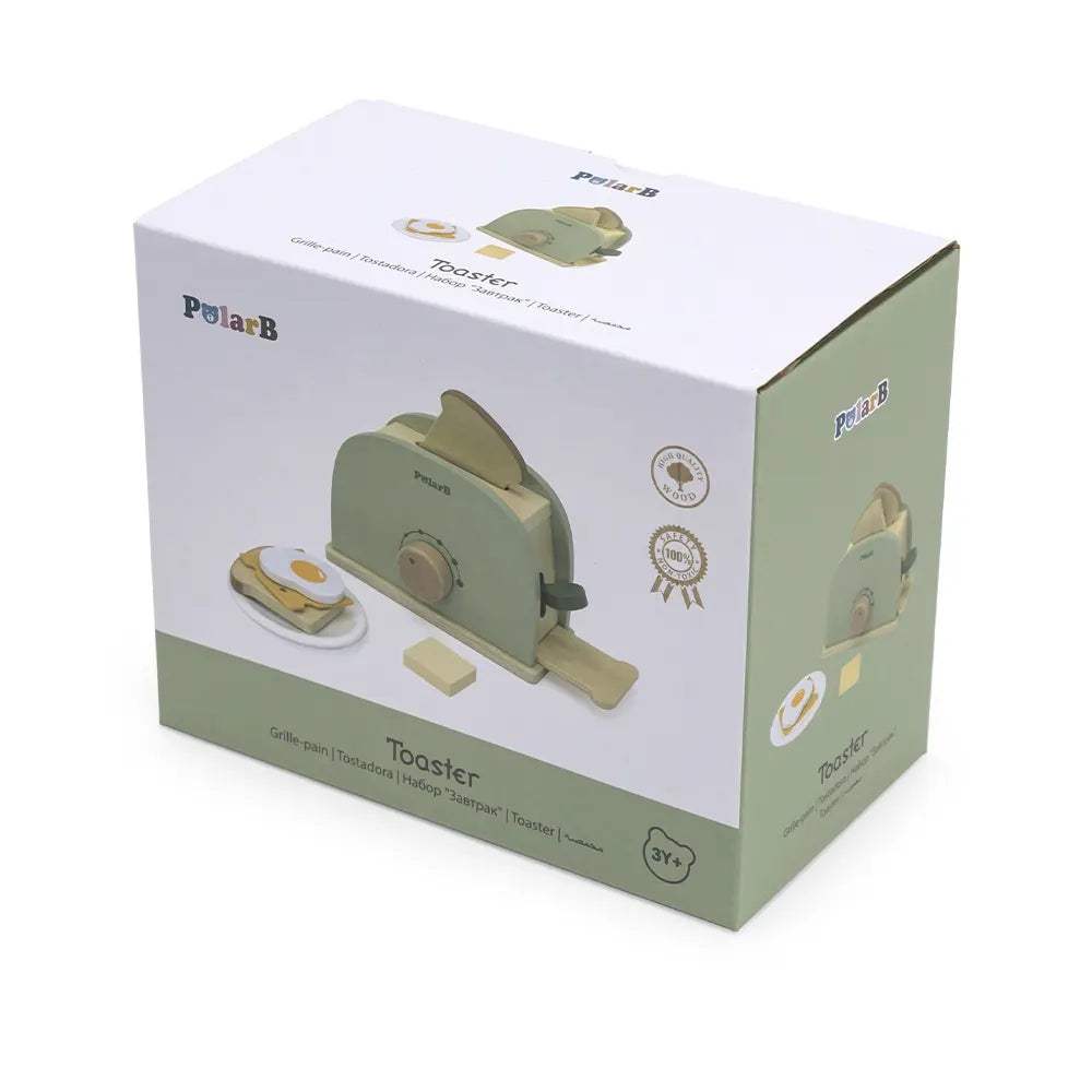 Wooden Toaster Toy Set with Accessories | Pretend Play Kitchen Toy for Kids 3+