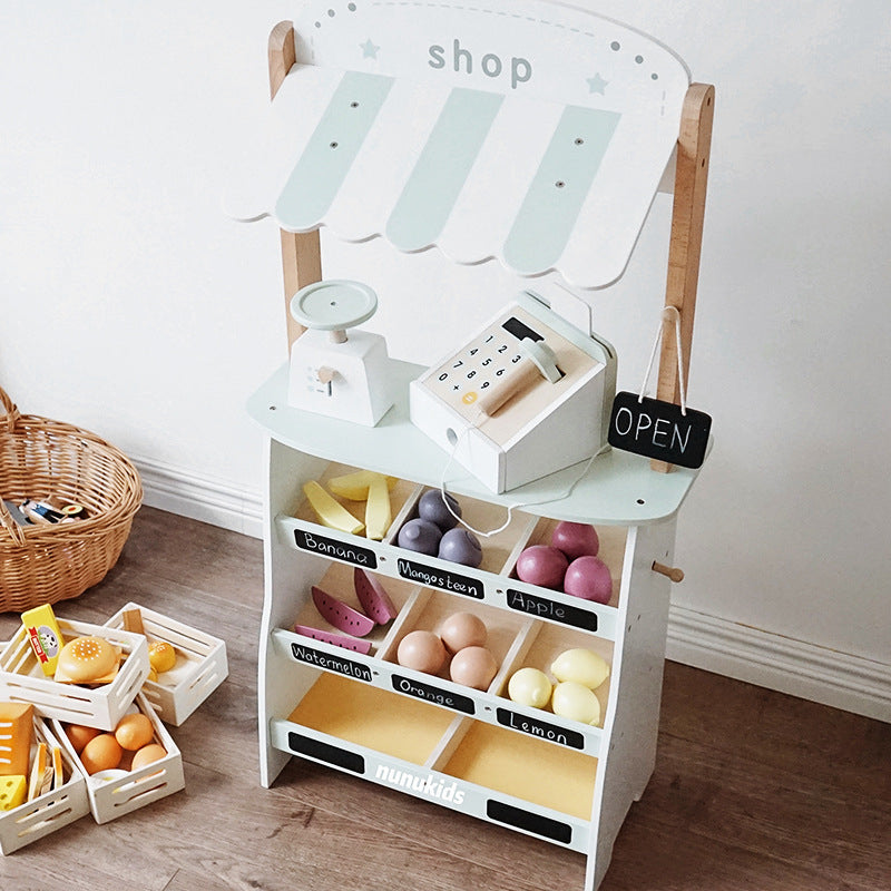 Mini Market Children Play Set | Wooden Kids Supermarket Pretend Play Store Toy