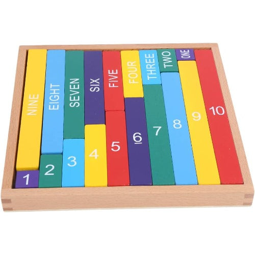 Wooden Colored Number Rods Montessori | Kids Math Matching Teaching Aid