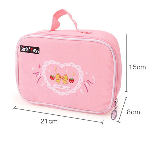 Wooden Makeup Set for Girls | Pretend Play Cosmetic Kit with Storage Table