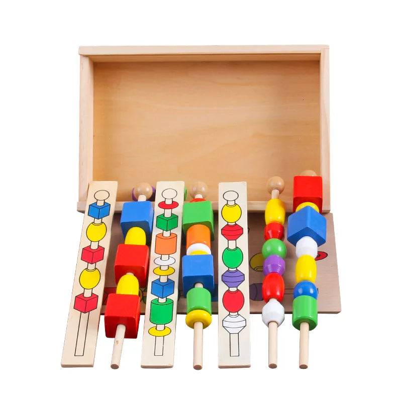 Wooden Beads Lacing Game | Kids Stringing Beads Fine Motor Learning Toy
