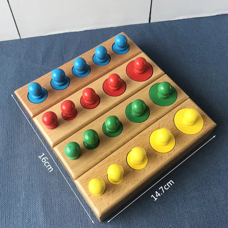 Montessori Cylinder Blocks Set of 4 | Kids Wooden Learning Shape Sorting Toy