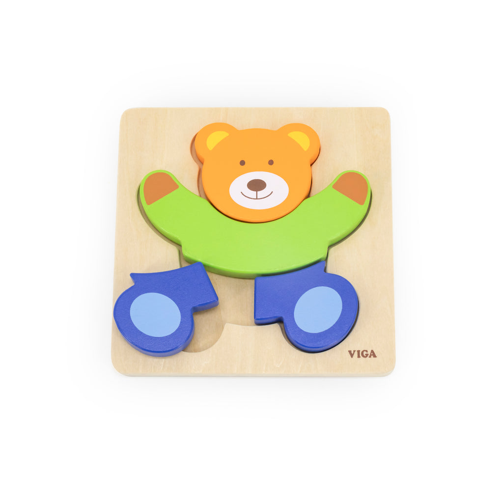 Wooden Shape Puzzle Bear | Kids 5-Piece Educational Learning Puzzle Toy 18M+