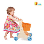 Wooden Shopping Cart Toy for Kids | Pretend Play Supermarket Trolley Montessori Toy