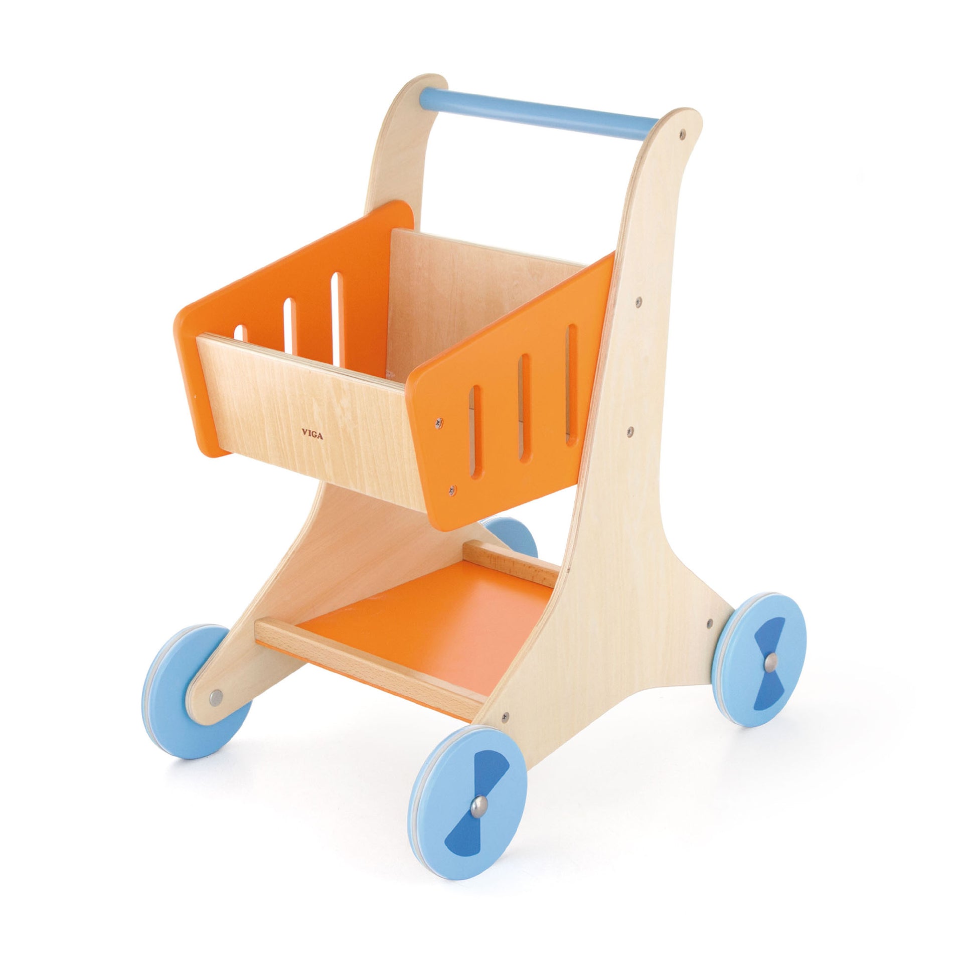 Wooden Shopping Cart Toy for Kids | Pretend Play Supermarket Trolley Montessori Toy