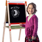 Standing Easel with Roll Paper | Kids Magnetic Drawing Board & Blackboard Set