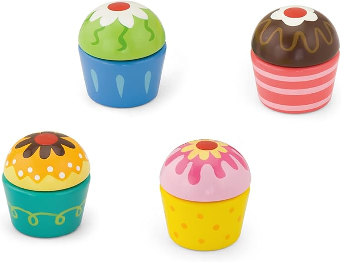 Wooden Cupcakes 4 Pcs Set | Pretend Play Kitchen Toy for Kids