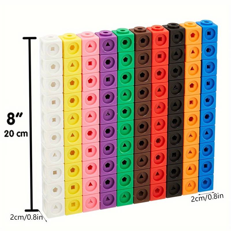 Math Link Cubes 100 Pcs STEM Building Set | Kids Educational Interlocking Snap Cubes Toy