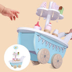Wooden Ice Cream Cart Mini with Coffee Maker | Kids Pretend Play Role Play Toy Set