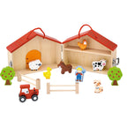 Wooden Farm Play Set | 2-Story Barn Animal Pretend Play Toy for Kids 3+