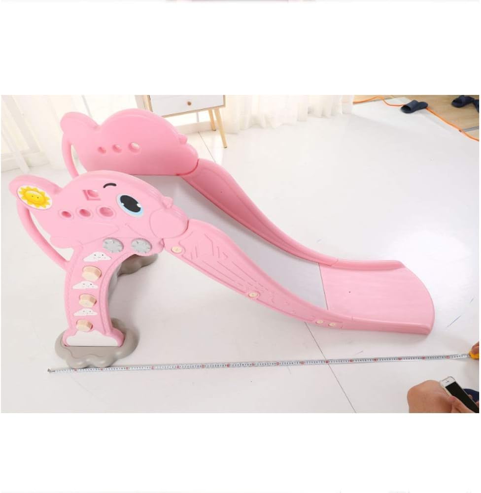 Kids Slide Playset 2-in-1 Toddler Airplane Pink | Indoor Outdoor Slide with Basketball Hoop