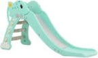 Kids Slide Playset 2-in-1 Toddler Airplane Green | Indoor Outdoor Slide with Basketball Hoop