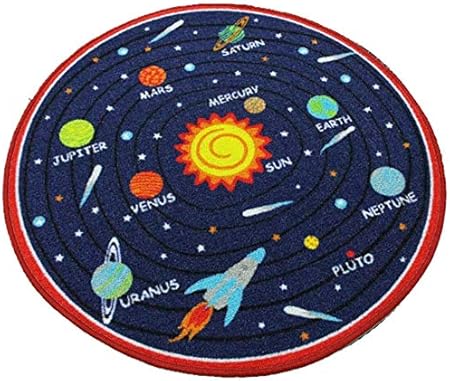 Blue Solar System Kids Area Mat Educational Learning Carpet Fun Mat Children 200 x200 cm