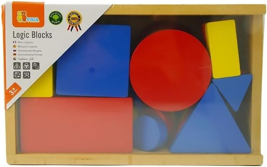 Wooden Logic Blocks 48 Pcs | Montessori Shape & Color Sorting Educational Toy