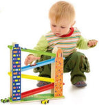 Car Slider Building Toy | Wooden Car Ramp Slider with Mini Cars for Kids 3+