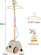 Wooden Garment Steamer Toy for Kids | Preschool Pretend Play Laundry Iron Set