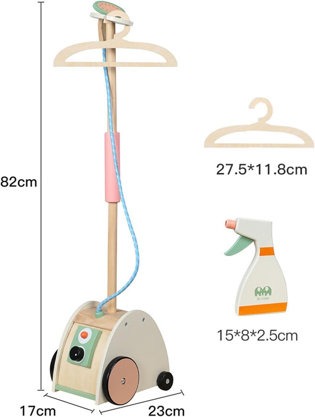 Wooden Garment Steamer Toy for Kids | Preschool Pretend Play Laundry Iron Set