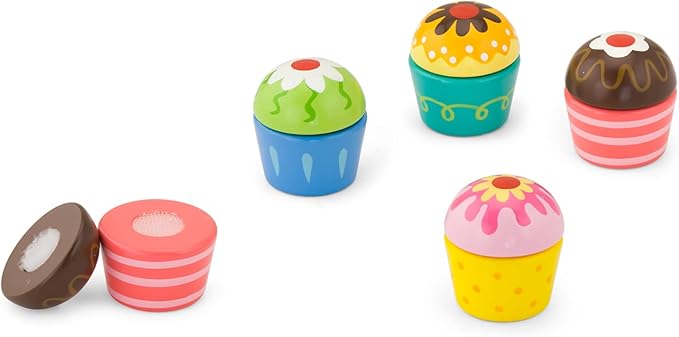 Wooden Cupcakes 4 Pcs Set | Pretend Play Kitchen Toy for Kids