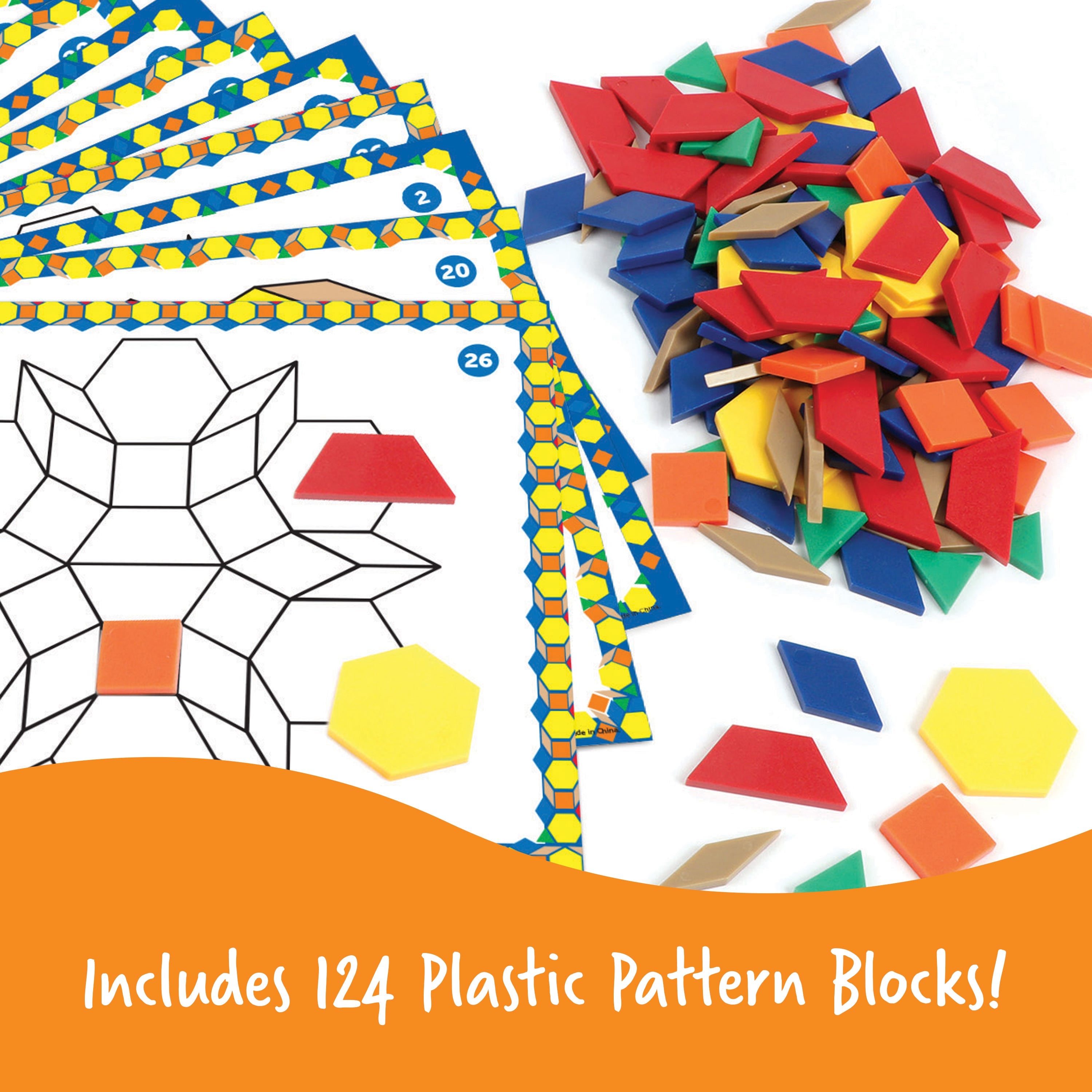 Pattern Block Activity Set 144 Pcs | Shape & Color Learning STEM Toy for Kids