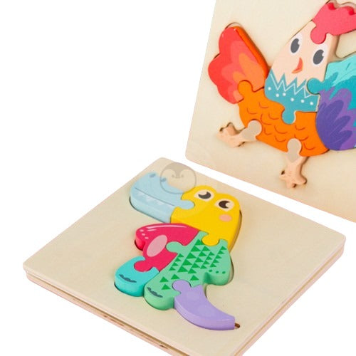 Wooden Puzzles Martin Set of 12 | Kids Educational Animal & Vehicle Puzzle Toy