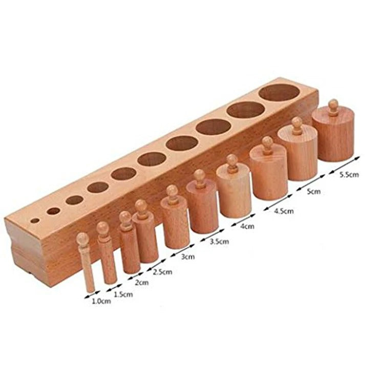 Wooden Cylindrical Blocks Set of 4 | Montessori Cylinder Learning Toy for Kids