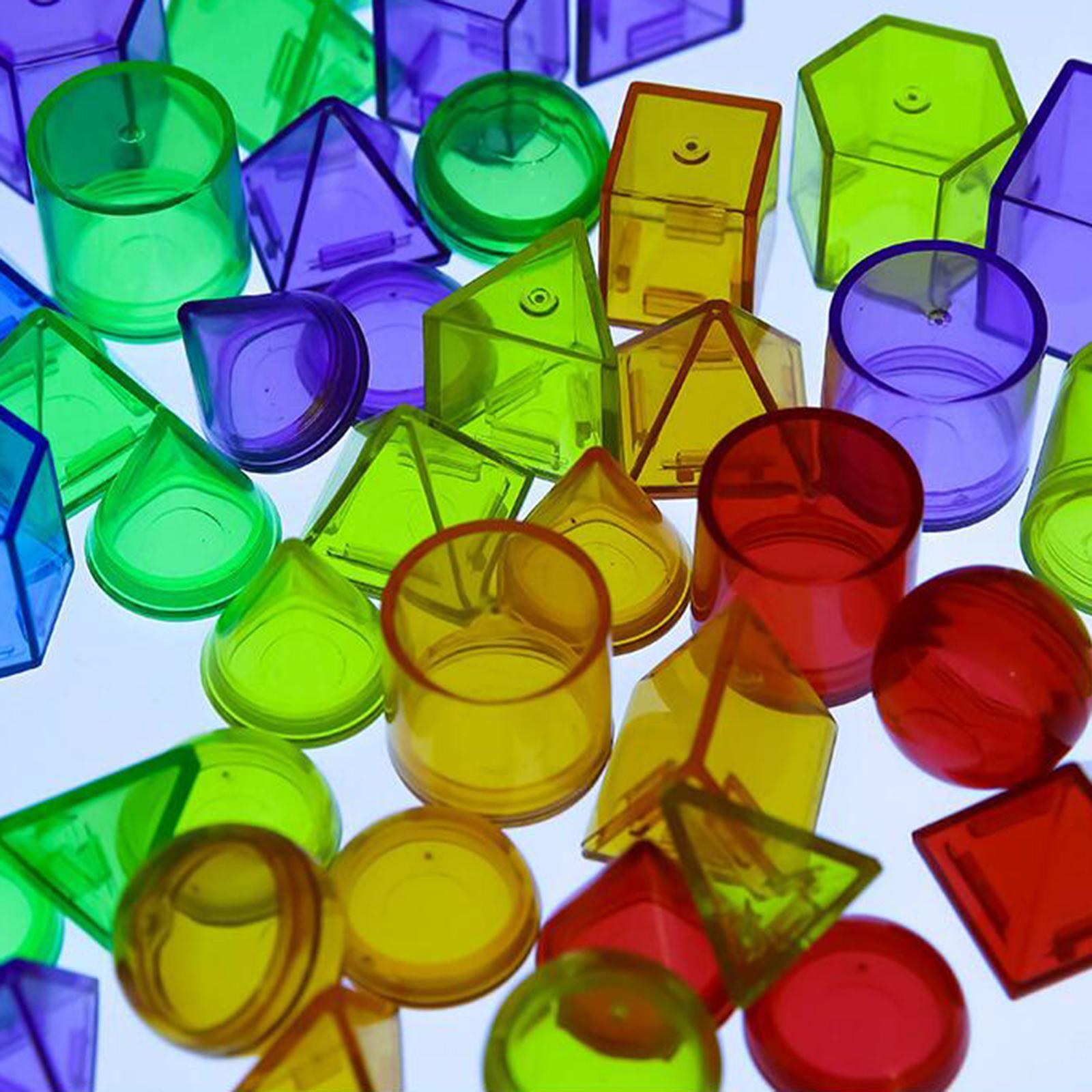 Solid Geometry Shapes 60 PCS | 3D Educational Building Cubes for Kids