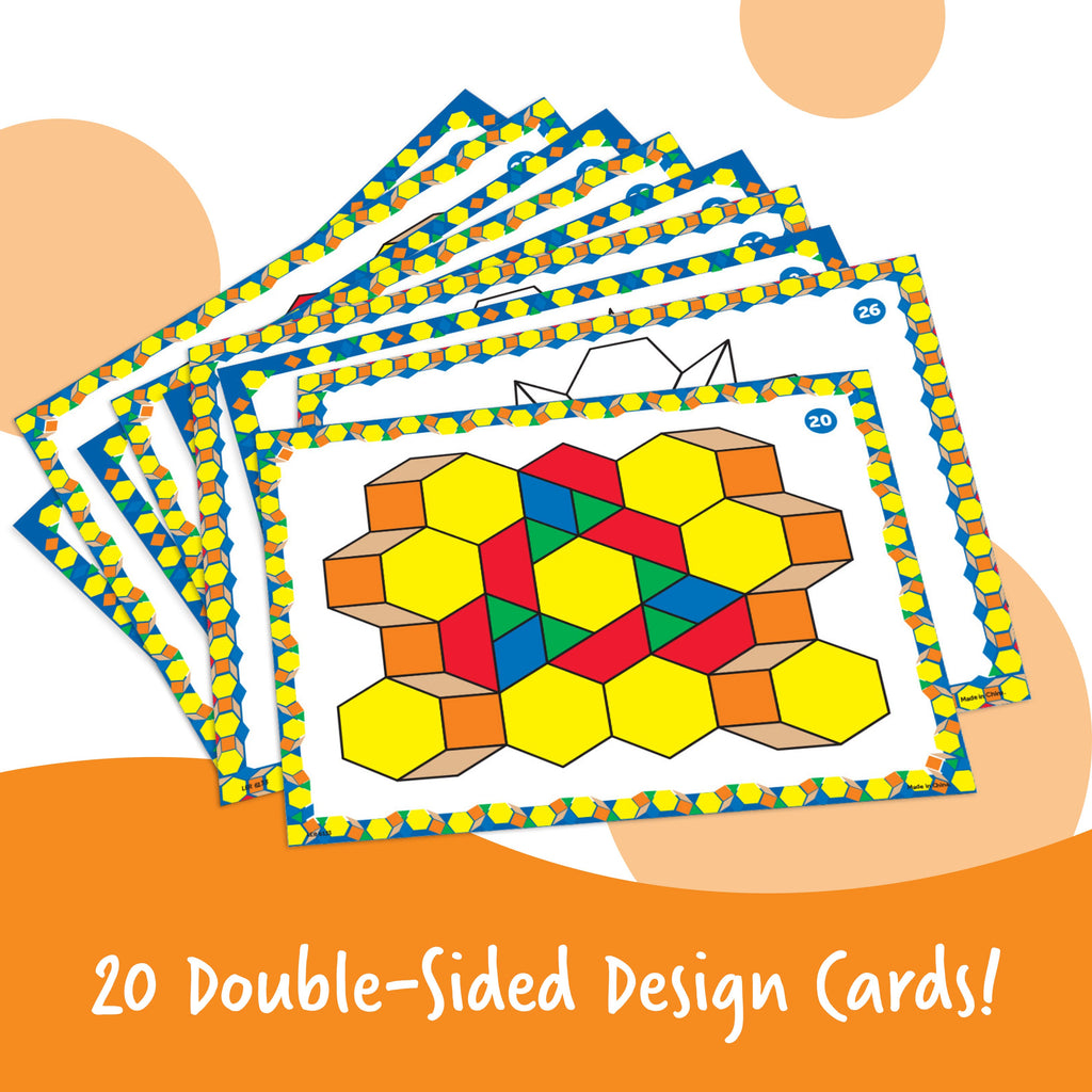 Pattern Block Activity Set 144 Pcs | Shape & Color Learning STEM Toy for Kids