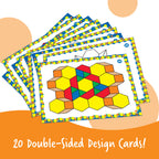 Pattern Block Activity Set 144 Pcs | Shape & Color Learning STEM Toy for Kids