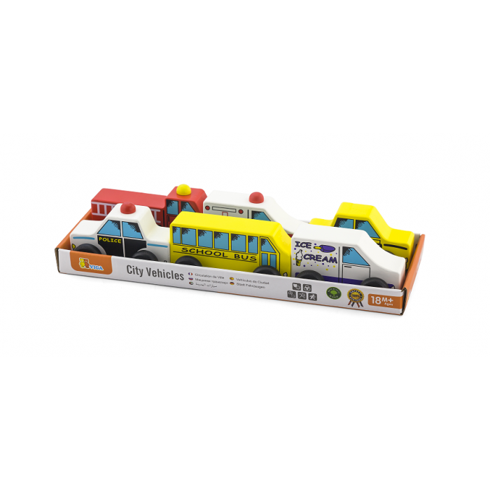 City Vehicles Wooden Set (6 Pieces) | Educational Toy Cars for Kids