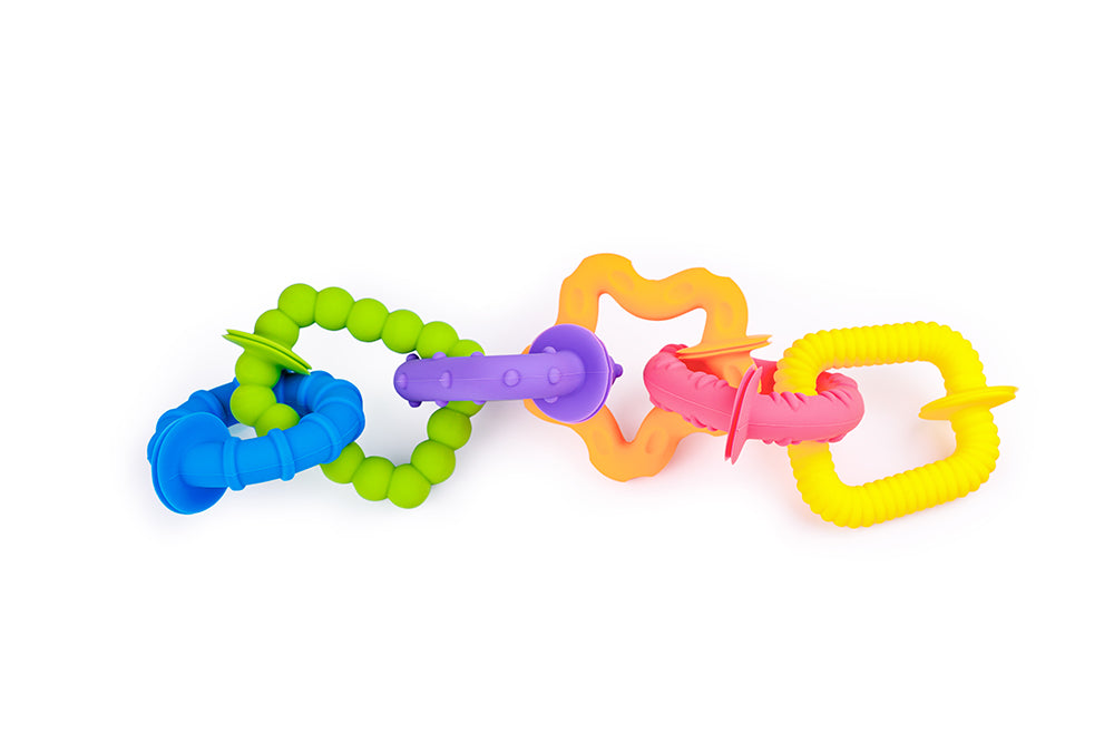Silicon Baby Teething Ring Toys 6 PCS | Textured Sensory Silicone Ring Set